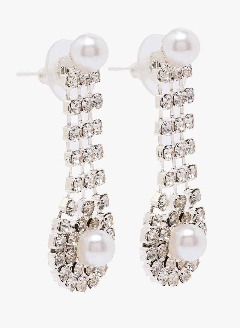 خزانة Silver Diamonte Necklace And Earrings Set